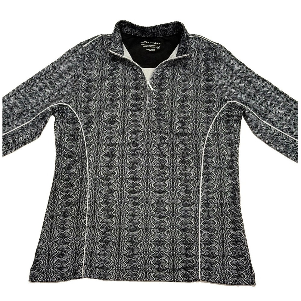 Peter Millar Perth Performance 1/4 Zip Raglan Pullover Geometric Print Women's M - Picture 2 of 7